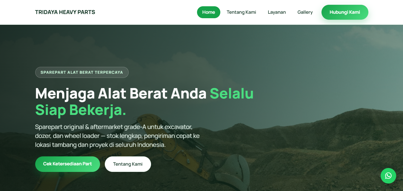 Tampilan website Tridaya